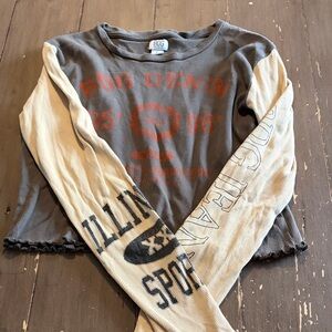 BDG Kids Long Sleeve Gray and Cream Tee